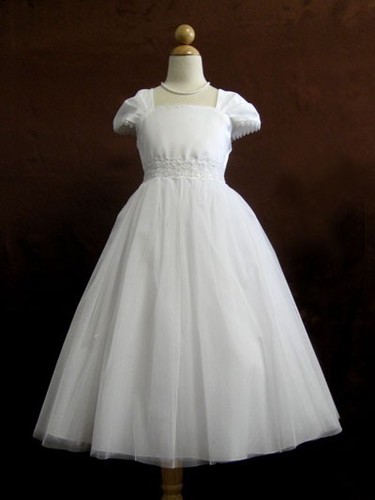 Flower girl cap sleeved beaded - flower,